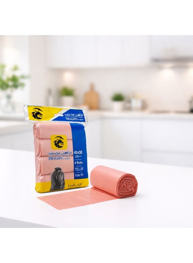 DRAGONS Dragon Garbage Bags – 10 Gallon (40 × 50 cm), Pink, Pack of 4 (112 + 2 Free Bags) - Image 3